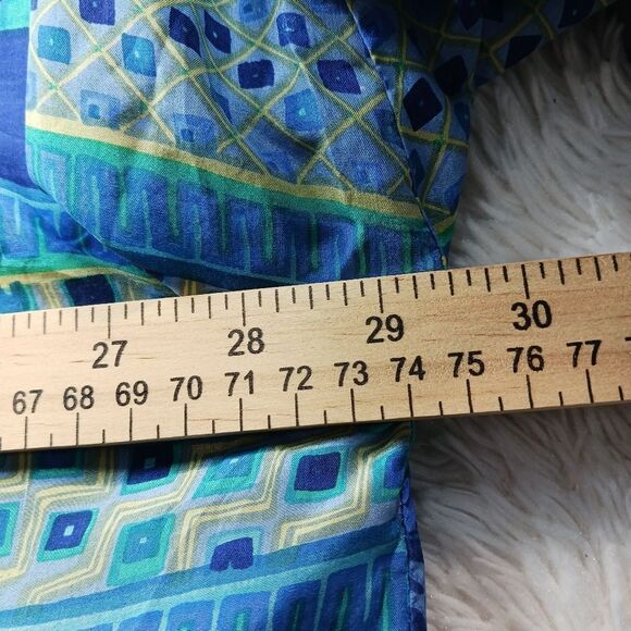 Fuda International Geo- Floral Silk Bomber/ Jacket. Women's 3X. Blue/ Green - Picture 11 of 14